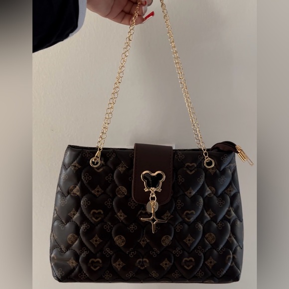 NWOT Brown Shoulder Bag w/ Mickey Pendant - Picture 6 of 6